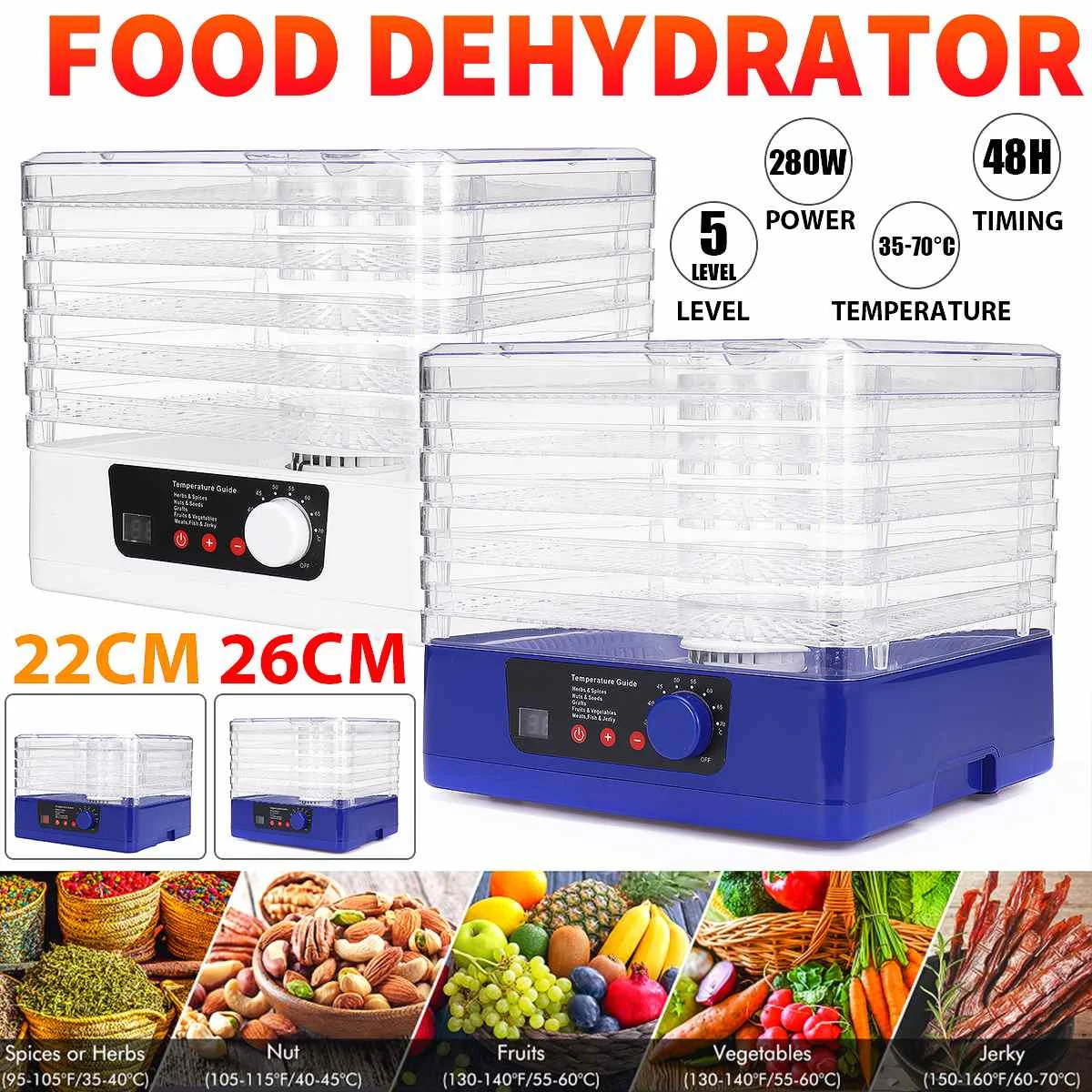 

Dried Fruit Vegetables Herb Meat Machine Household Food Dehydrator Pet Meat Dehydrated 5 Trays Snacks Air Dryer