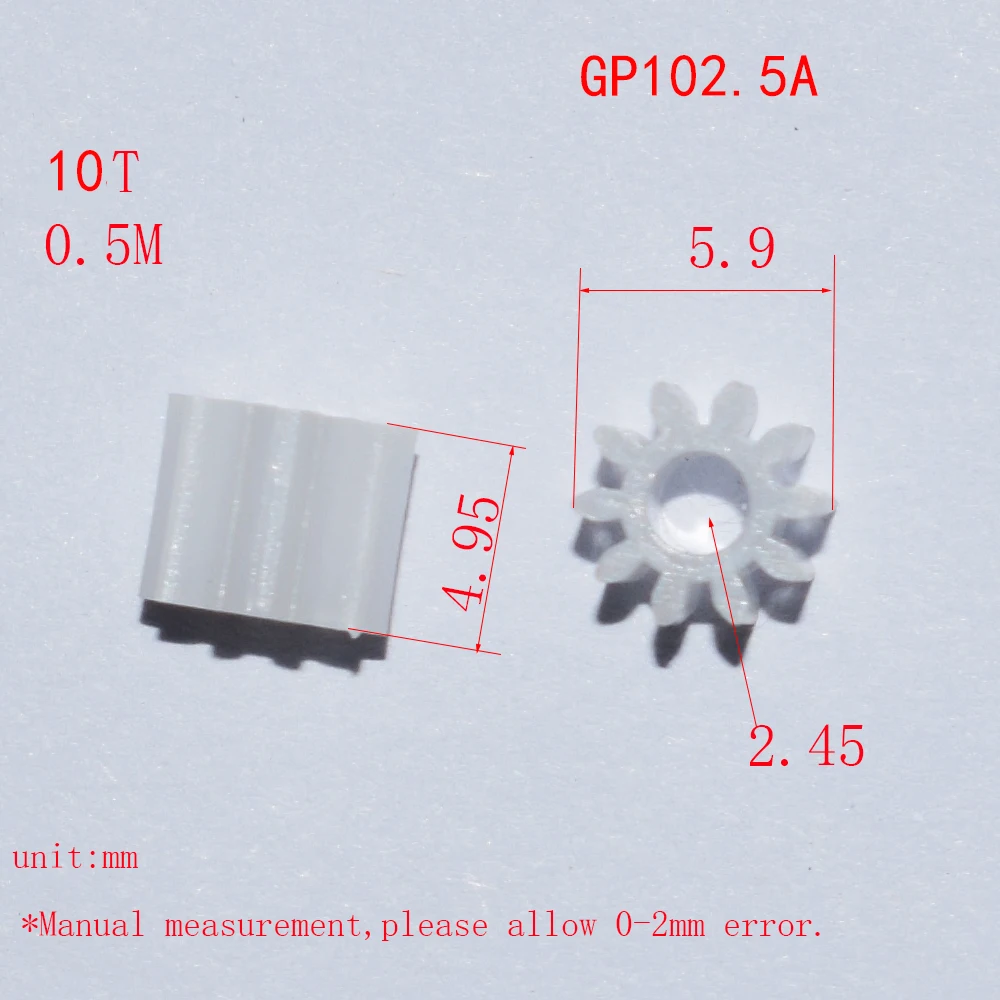 10/100pcs 0.5M 10T main axle gear 1/1.5/2.5/2mm hole plastic gear DIY toy parts model accessories