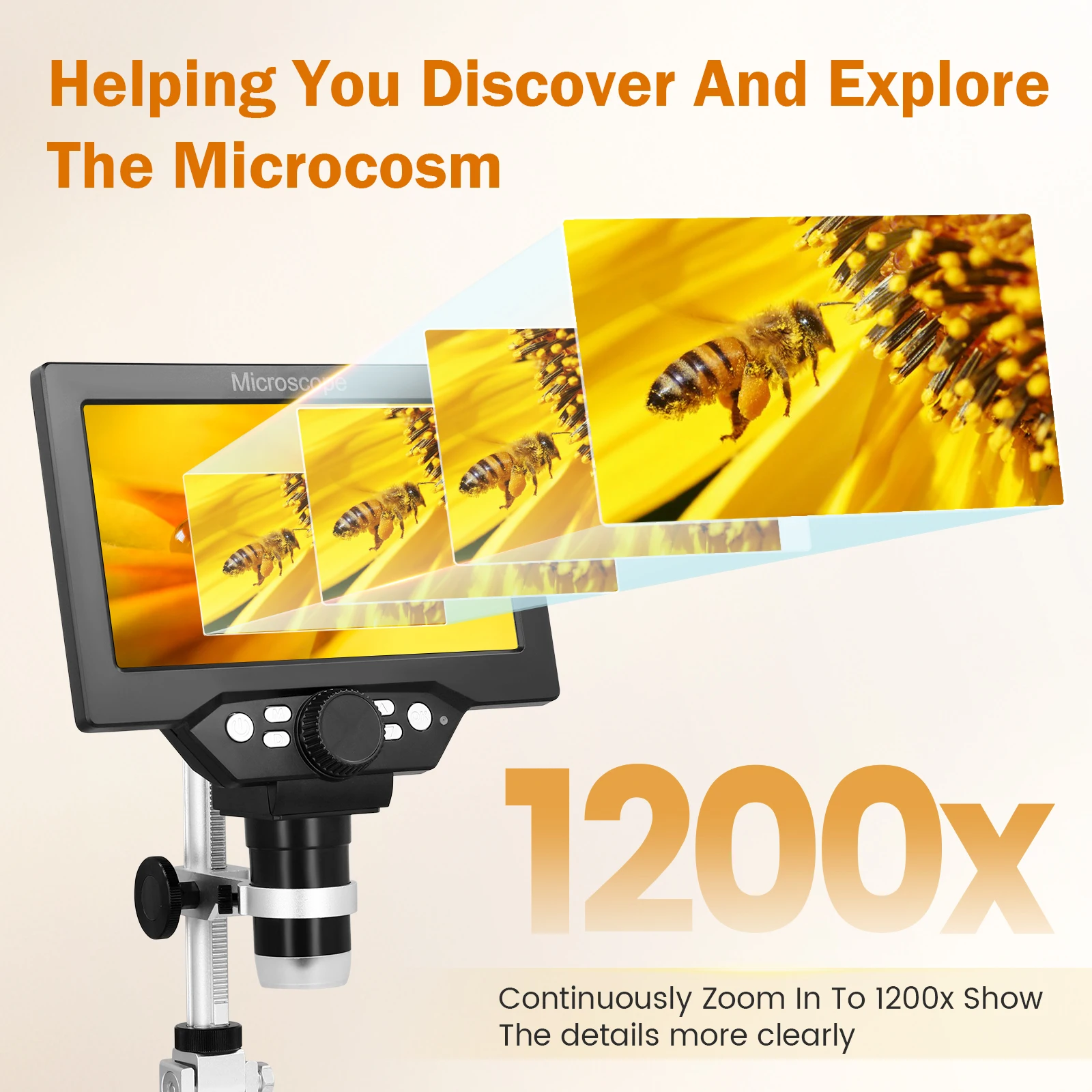 مجهر رقمي 7 بوصة 1200X USB مجهر مكبر للعملات المعدنية 1080p مجهر لحام الفيديو مع 10 مصابيح LED لنظام التشغيل Windows/Mac