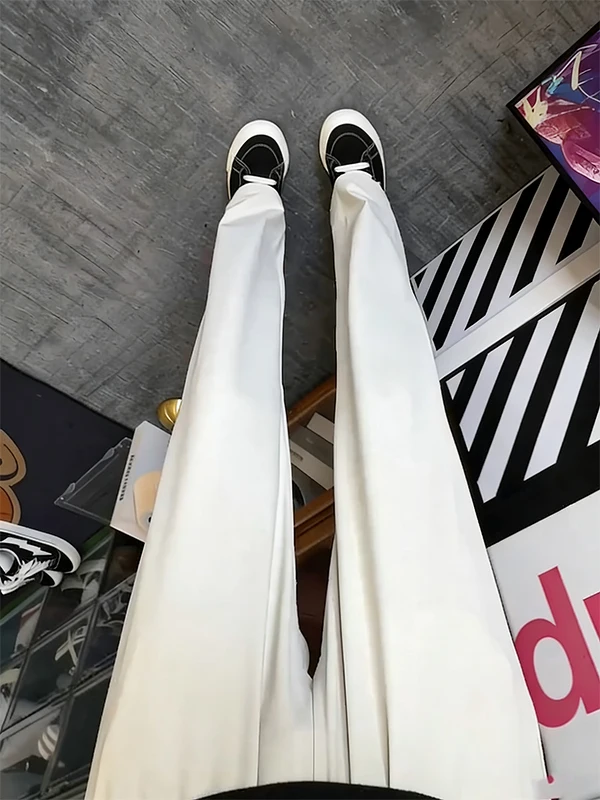 Cleanfit Men's Ice Silk Straight Leg Pants Summer Cool Quick Dry Loose Wide Leg Casual Sports Trousers Breathable Fashionable