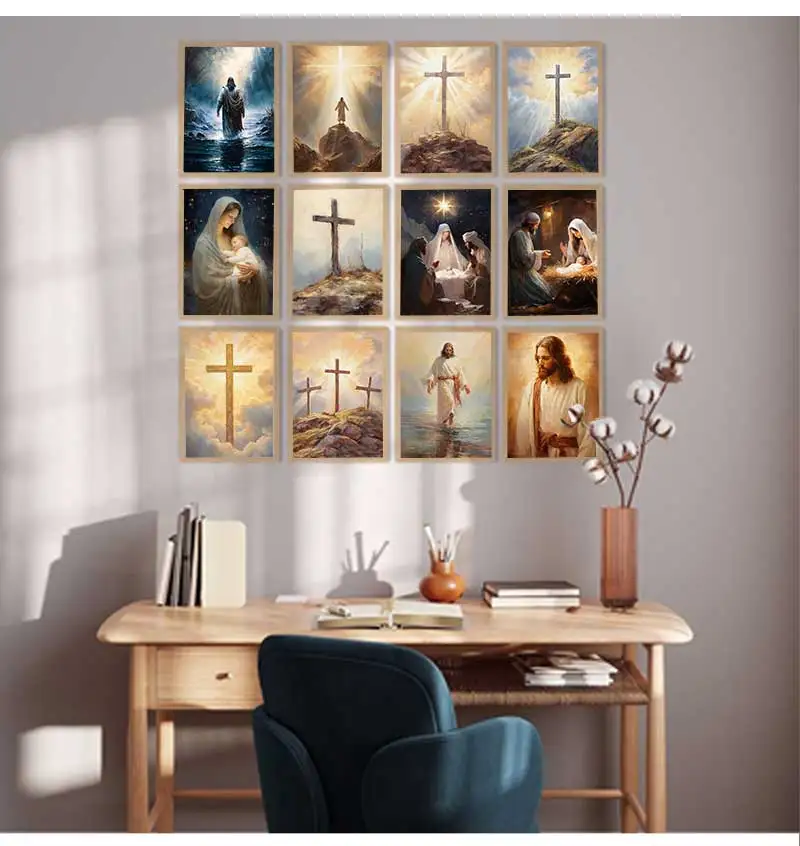 Vintage Religion Jesus Christ The Last Supper Bible Verse   Art Poster Canvas Painting Wall Print Picture Living Room Home Decor