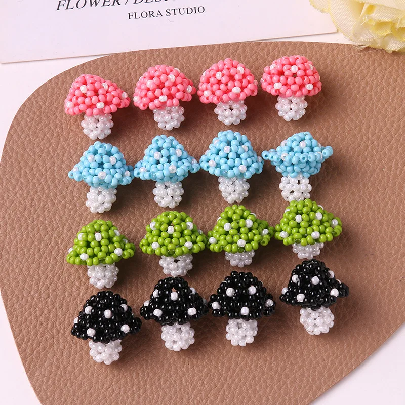 Beaded Mushroom Shoe Charms 1 Piece Colorful Mini Handmade Cute Girly Decor for Clear Crystal Clog Sandals Korean Style