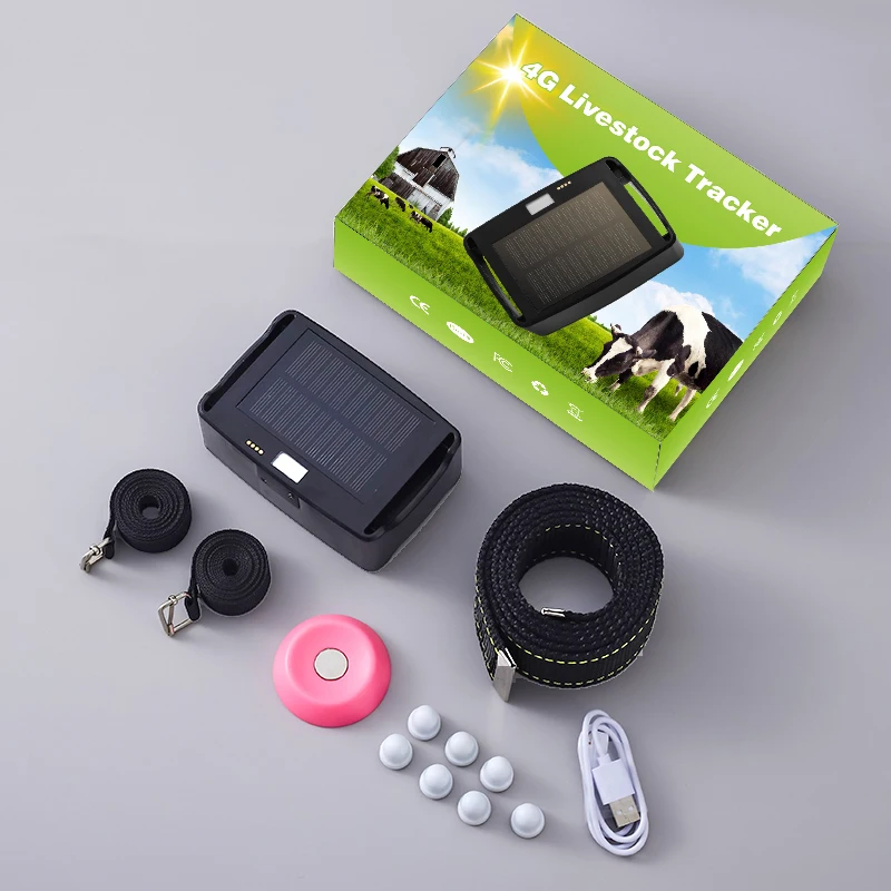 

Vibration Alarm Horse Cattle Pet Tracker 8 Countries Multi-Languages Support 4G Solar Gps Tracker With Collar G55