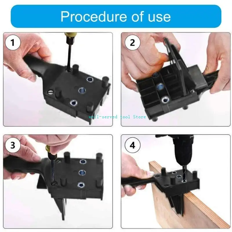 G88A Handheld Woodworking Doweling Jig Locator Drill Bit Bit Hole Drilling Guide