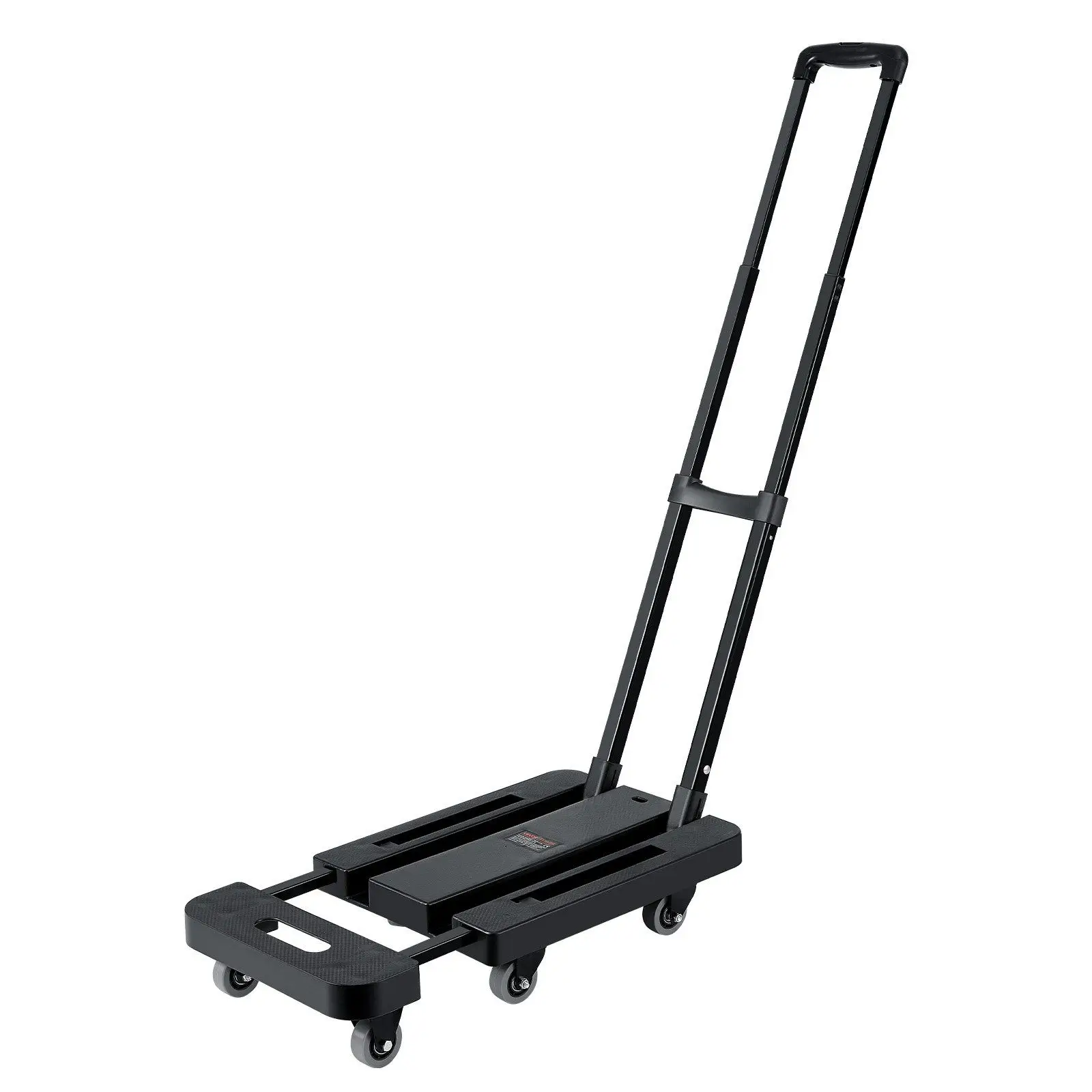 

Folding Hand Truck 500LBS Capacity, 6-Wheel Collapsible Luggage Cart with 2 Elastic Straps & Expandable Base for Travel Shopping
