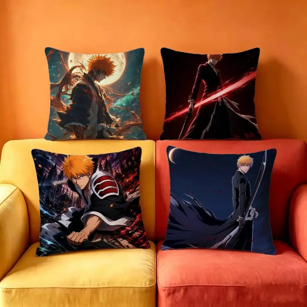 Anime B-BLEACH-H Square Double-Sided printed Pillow Case Bedroom Bedside Pillow Sofa Cushion Cover