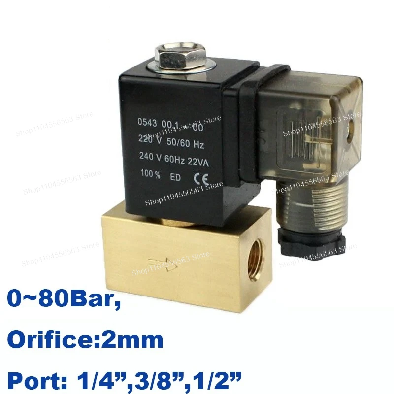 High Pressure 80bar Solenoid Valve JT22-02 2-Way 1/4