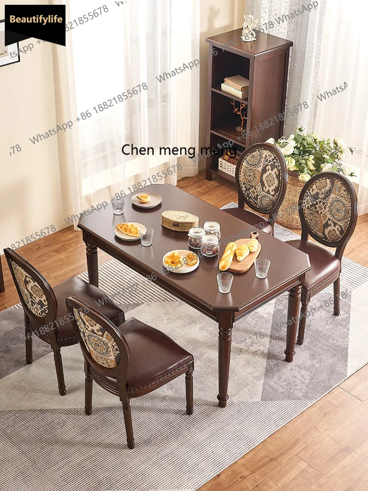 

A139 American retro all-solid wood dining table household small apartment dining table rectangular table