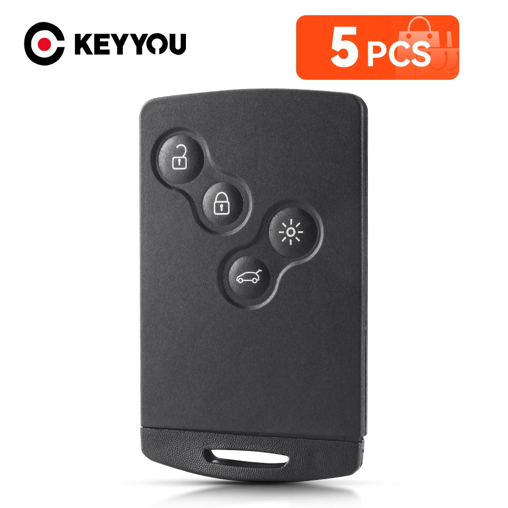 

KEYYOU 5PCS 4 Buttons Smart Card Remote Car Key Shell Case For Renault Megane 3 Laguna 3 Scenic Fluence Laguna iii Megane III