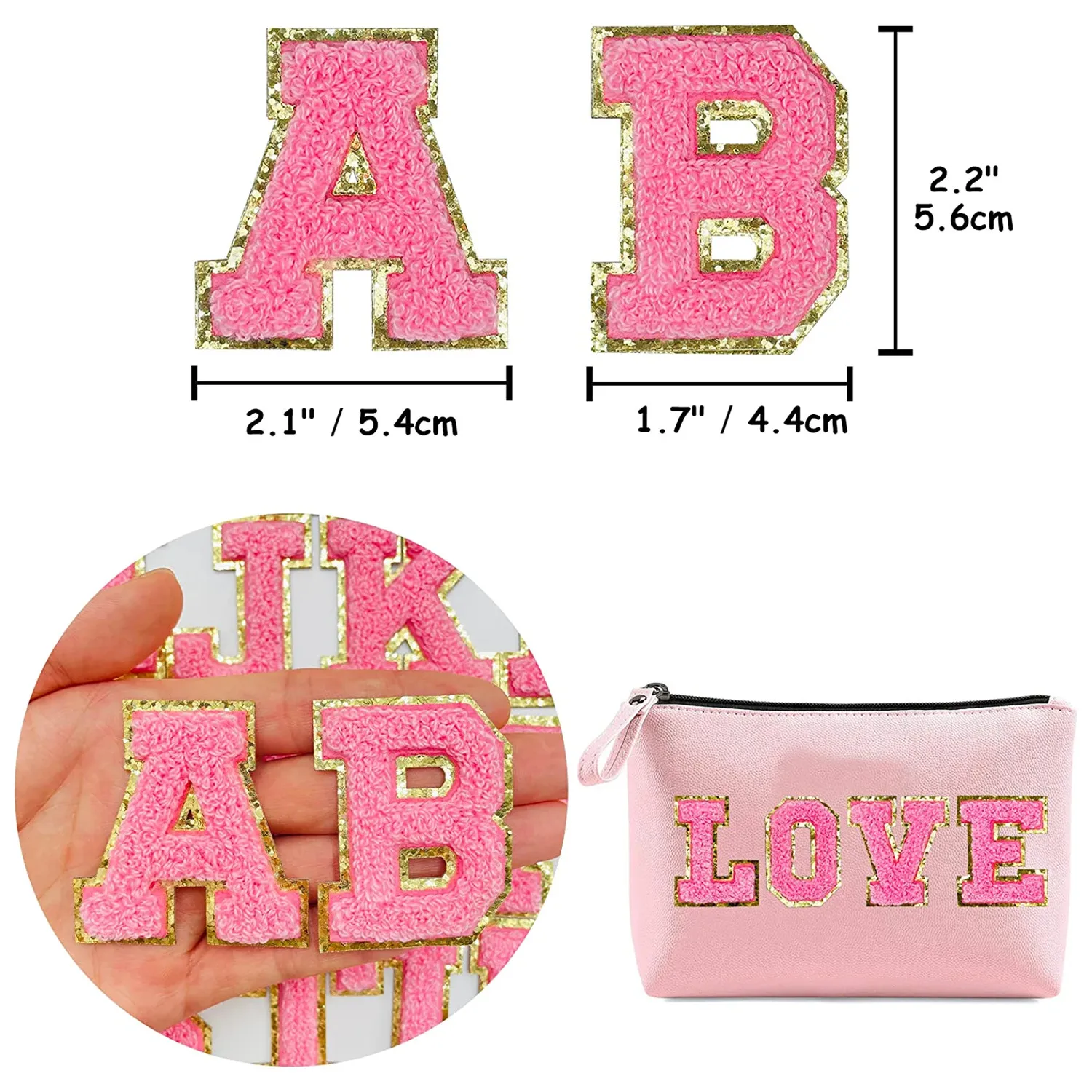 Chenille Letter Patches Self Adhesive Stoney Clover Lane Dupes Glitter Fuzzy Embroidery Iron on Patch for Clothing Diy Hat Shirt