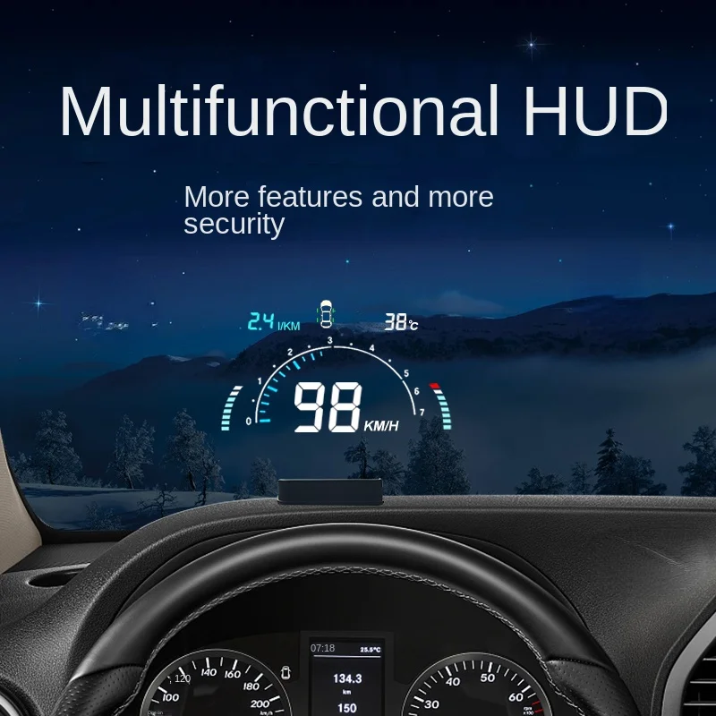 

Car Universal Head-up Display Multifunctional HUD HD Speed Water Temperature Fuel Consumption Tire Pressure Projector