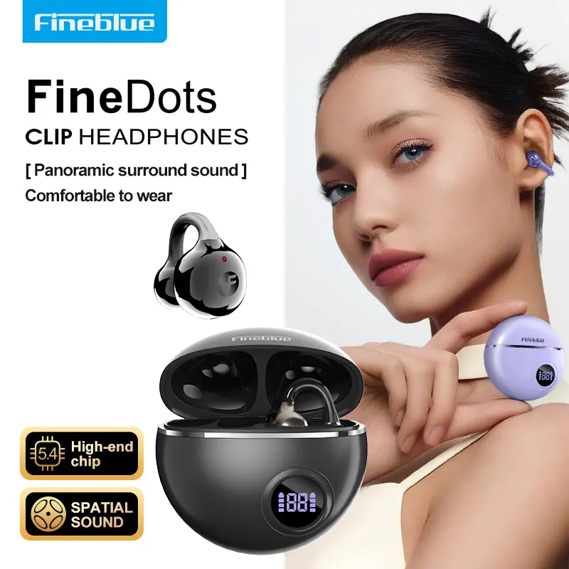 

Wireless Bluetooth 5.4 Earbuds Open Ear Clip Earphones Digital Display Charging Case 230mAh 30mAh 5H Playback Type C HiFi Sound