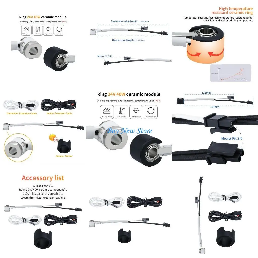 

20CE Ceramic Hotend 24V 40W Thermistor Fast Heating Heated Block All-in-one Bimetal Nozzles Heating Block 3D Printer Part