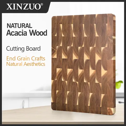 XINZUO 40*28.5*2.5cm High Quality Acacia Wood End Grain Cutting Boards Wooden Butcher Block Meat Cutting Wood Thick Board