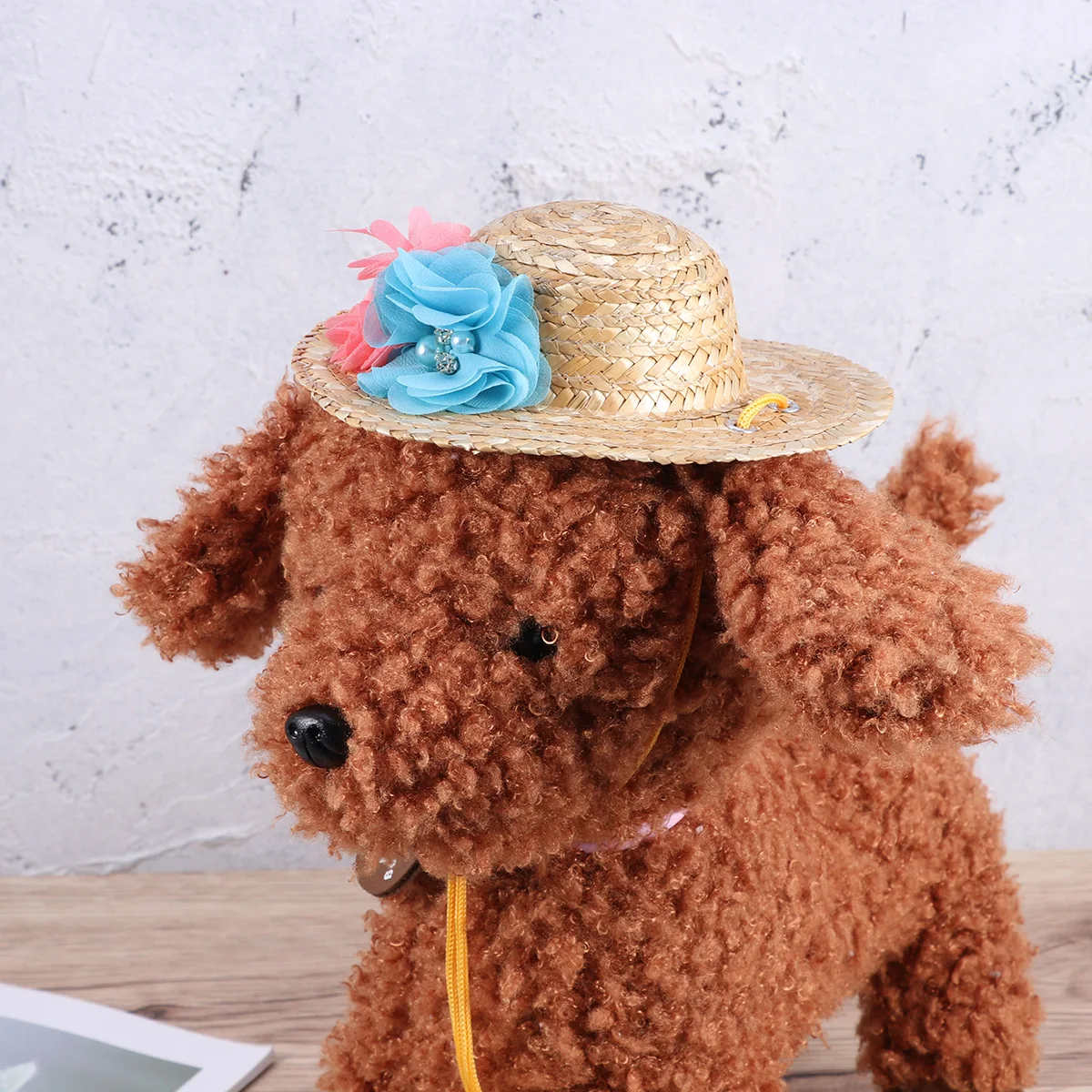 

Dog Straw Hat Pet for Summer Bucket Adjustable Handcrafted Woven Hats Small Dogs