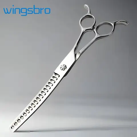 Wingsbro 7.0 inch Pet Dog Grooming Scissors Professional Dog Curved Shark Scissors Pets Supplies for Pet Beauticians Groomers