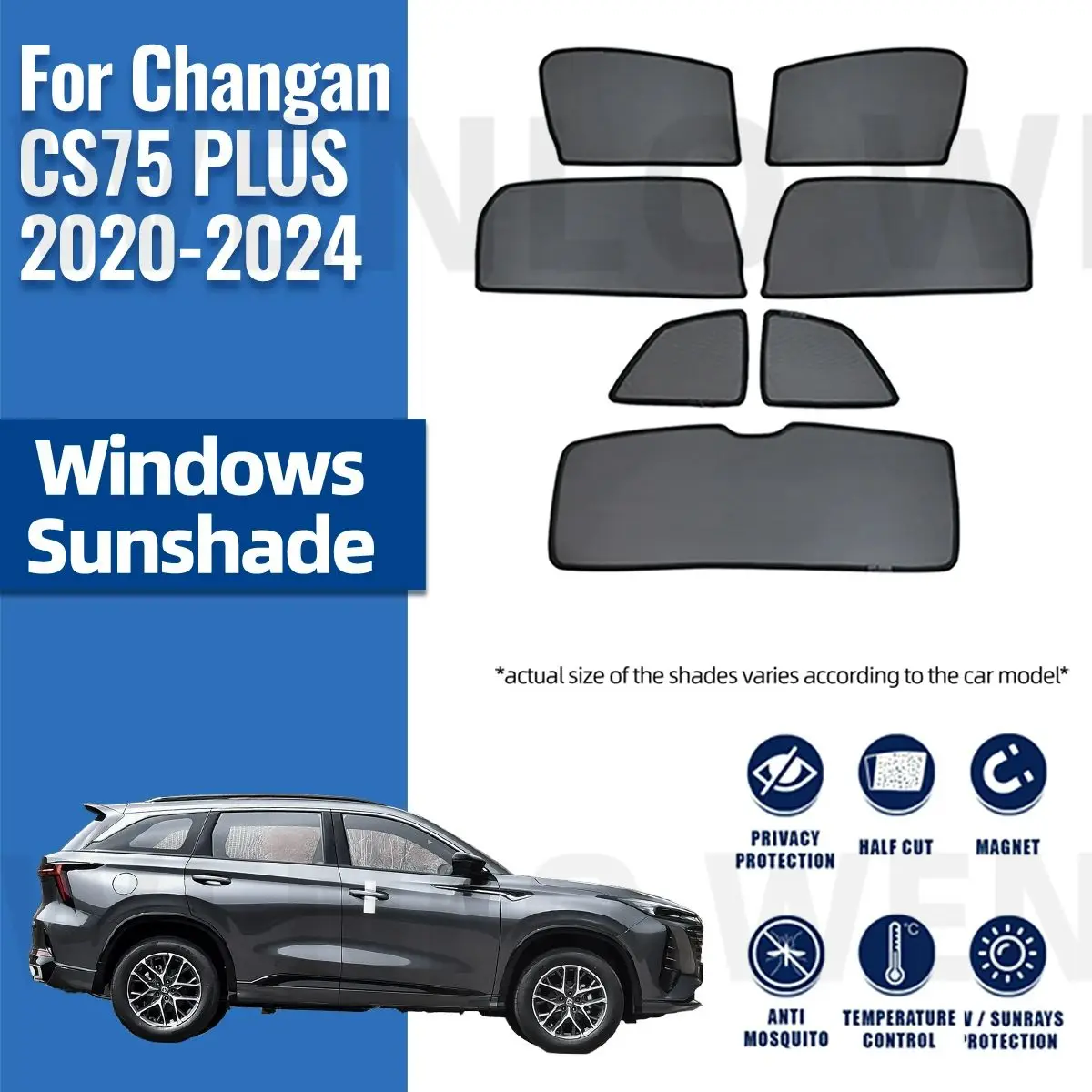 

For Changan CS75 PLUS 2020-2023 2024 Car Sunshade Magnetic Front Windshield Frame Curtain Rear Side Window Sun Shades Visor