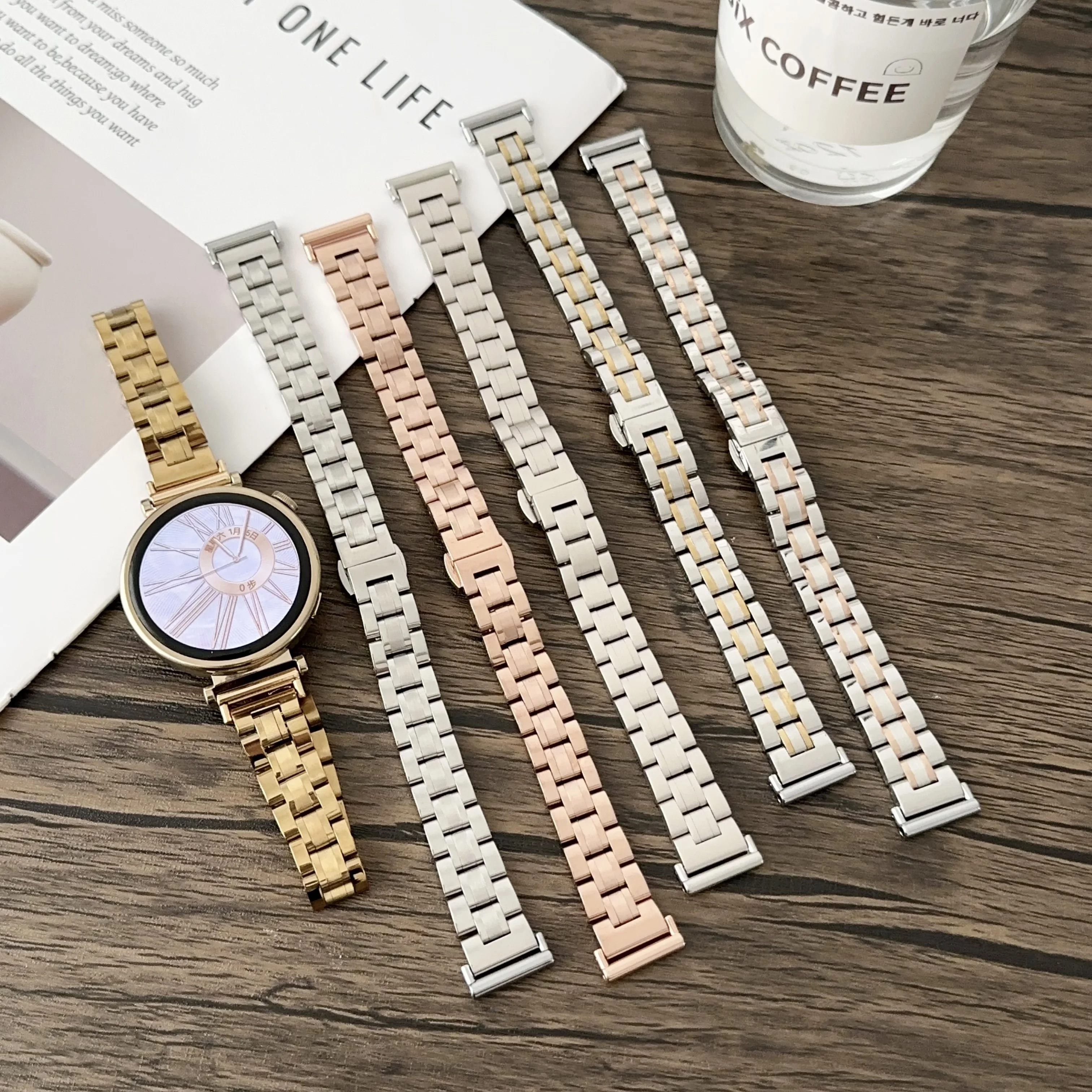 18mm 20mm 22mm Women Metal WatchBand for Huawei GT4 41mm 46mm GT3 Bracelet For Samsung Galaxy Watch 7/6/5 40mm 44mm Luxury Strap