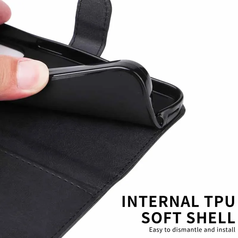 Etui na telefon YIKATU z klapką i funkcją portfela do Huawei P8 P9 P10 P20 P30 P40 Honor 90 Lite Magic 4 5 6 Pro, skórzane etui z funkcją podstawki i przegródkami na karty. — zdjęcie produktu 5