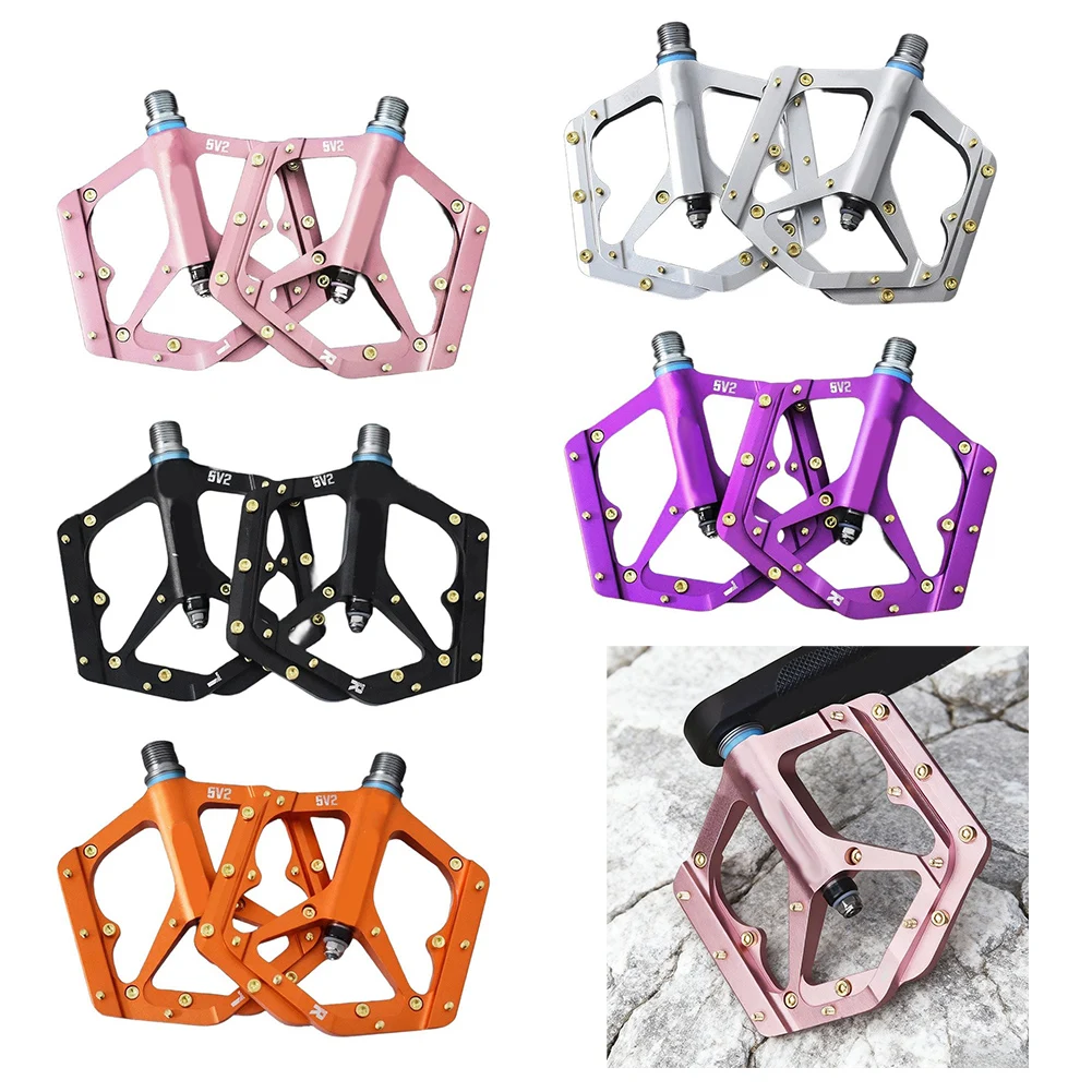 Schwarz-silber-pink-orange-lila Fahrradpedale aus Aluminiumlegierung mit gedichteten Lagern und rutschfesten Stiften für Mountainbikes und Rennräder