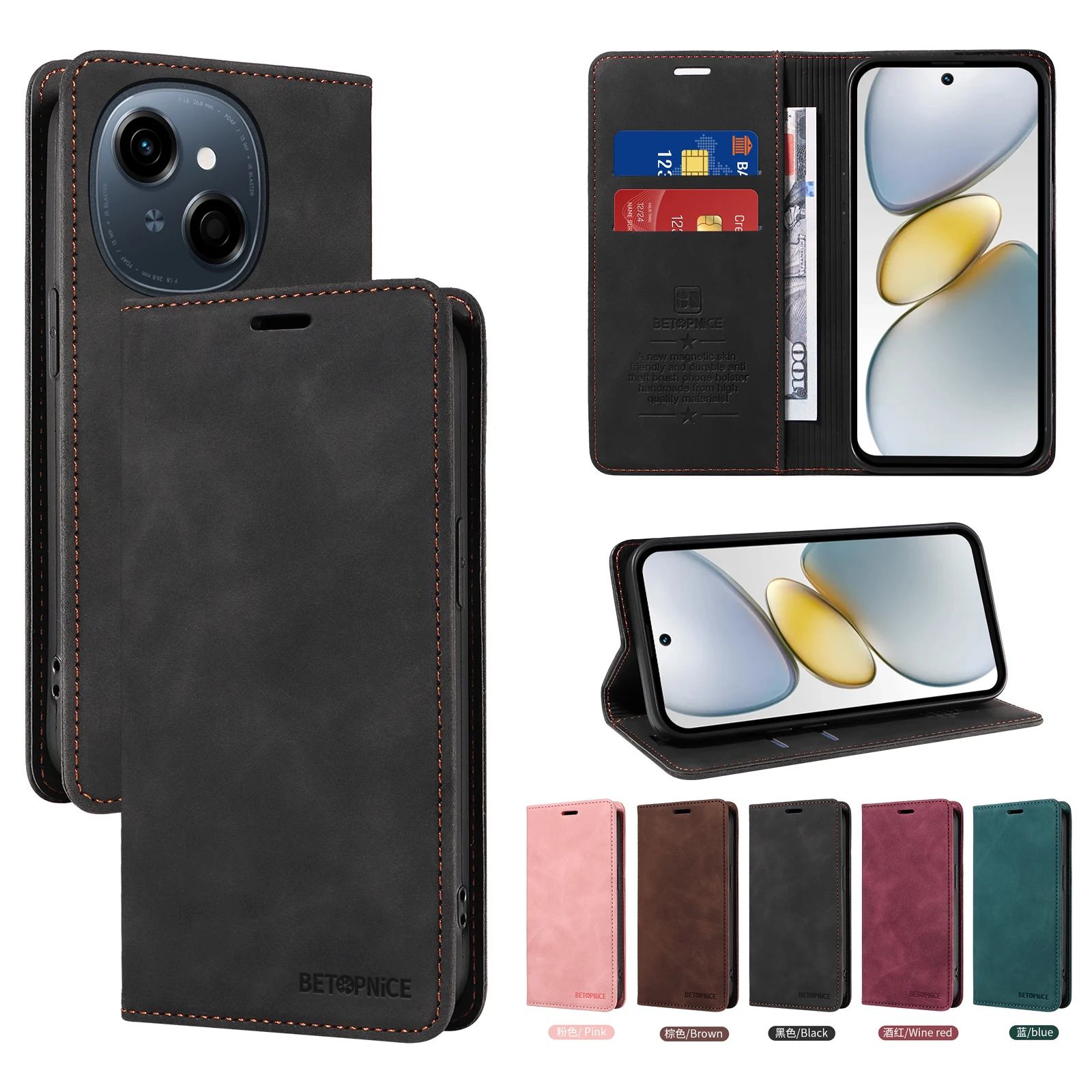 For TECNO Spark go 1 Luxury Leather Case Spark go 2025 Skin Wallet Book Holder Flip Magnet Full Cover OnTECNO POP 9 Phone Bags