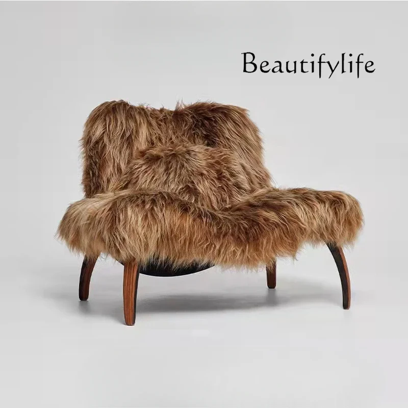Nova moda nórdica criativa modelo de lã real quarto único sofá hotel sala estar casa cadeira lazer