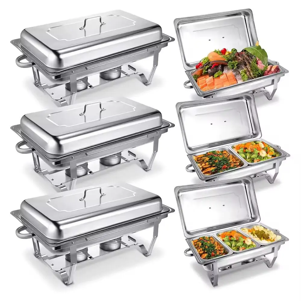 Réchaud de buffet doré en acier inoxydable plaqué or, économique, carré, pliable, pour hôtel