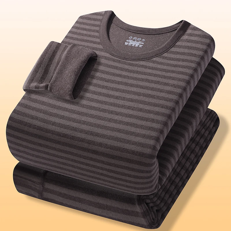 

High-quality autumn and winter mid-thick fleece thermal underwear set for men, cotton and wool base layer