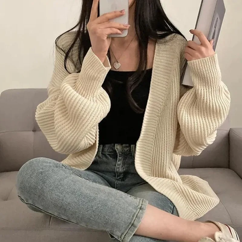 

Autumn and Winter Loose Casual Cardigan NEW Sweater Fashion Girl Korean Chic Solid Color Coats Women's Knitted Lazy Cozy Jackets