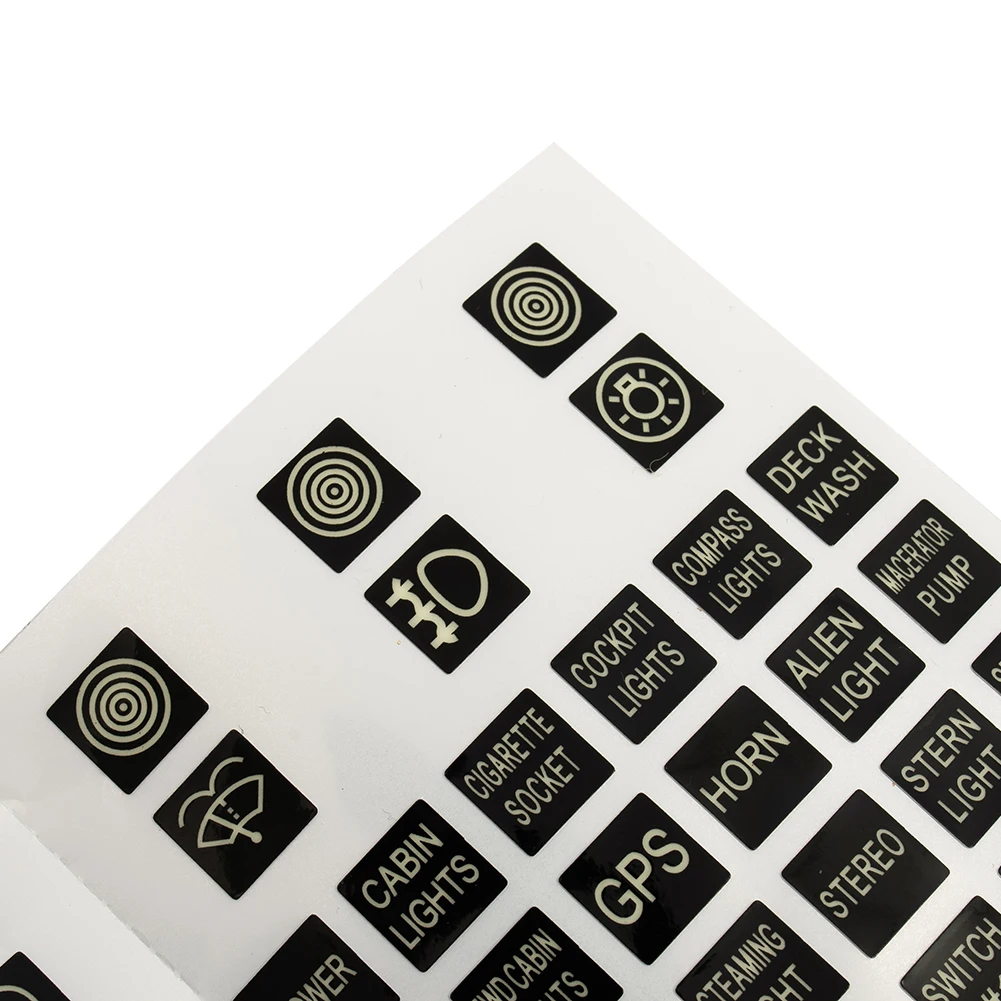 Car Stickers Night Glow Rocker Switch Decal Labels Circuit Panel Sticker Car Boat Truck Marine Interior Accessories