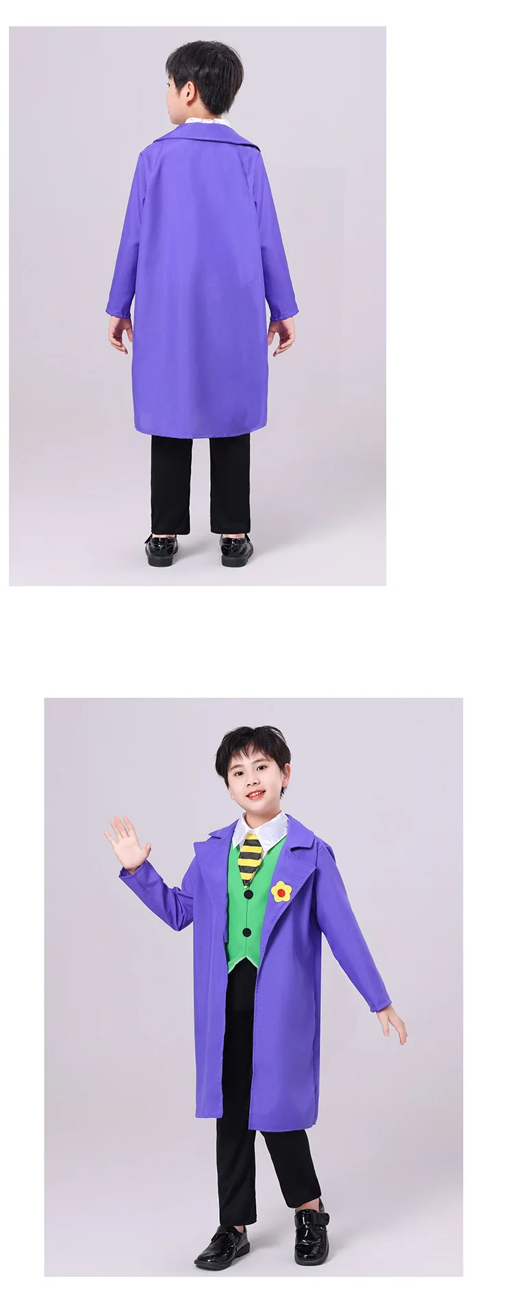 The Joker Costume Cosplay for Kids Halloween Costume for Kids Supervillain‌ Disguise Dress Up view 3