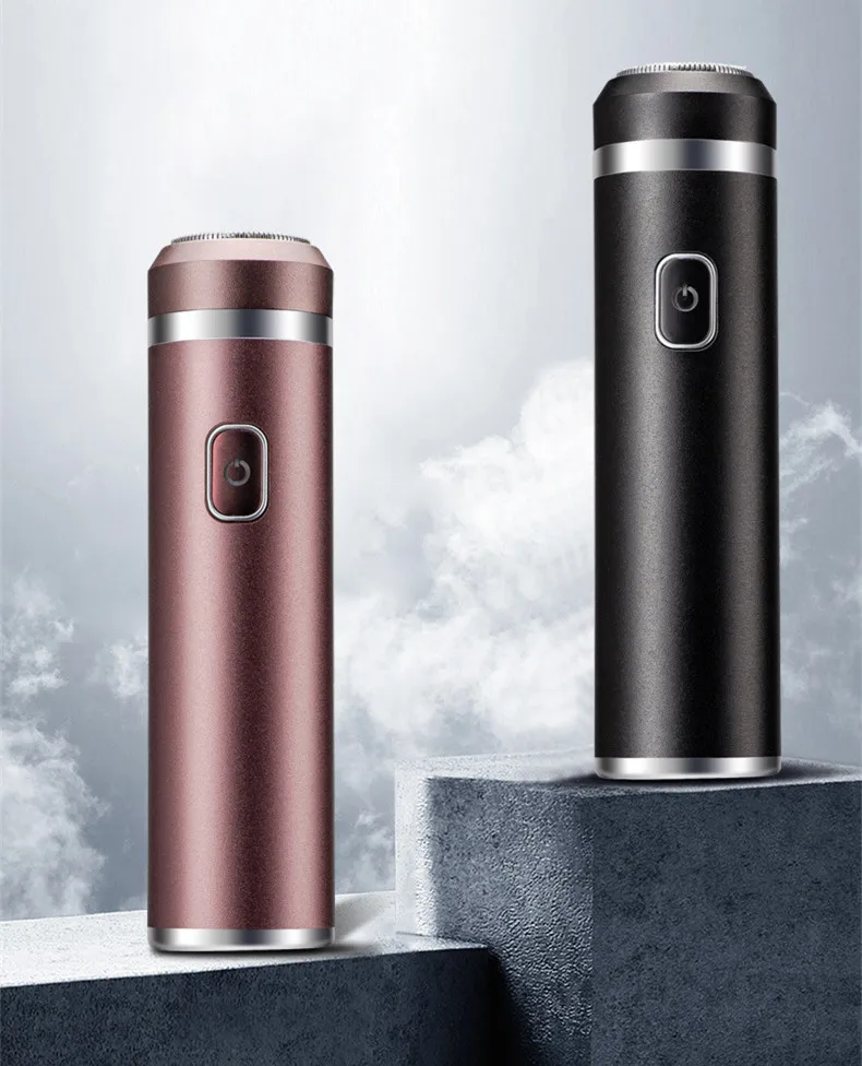 Mini rasoio ricaricabile USB da viaggio per auto da viaggio per pulizia da uomo in lega di alluminio con rasoio elettrico portatile