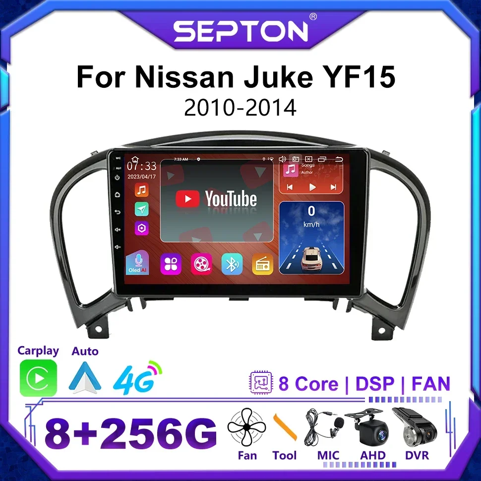 

SEPTON Android 12 Car Radio for Nissan Juke YF15 2010-2014 CarPlay Multimedia Video Player Navigation Stereo GPS 2Din Head Unit