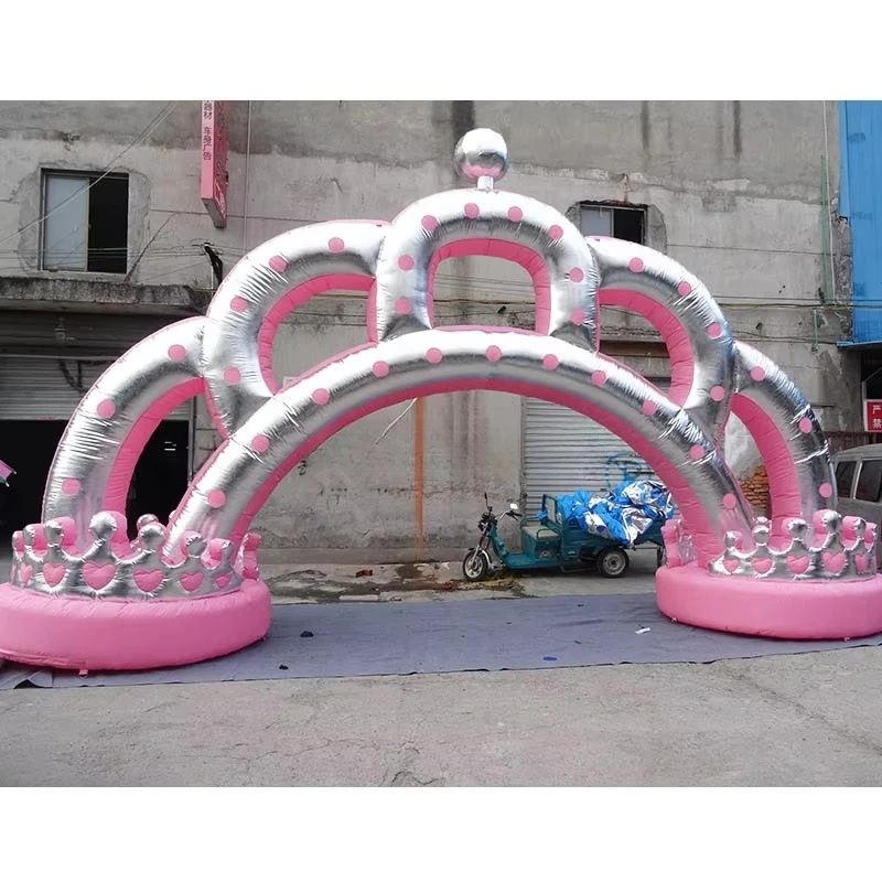 Pink Inflatable Crown Arch for Wedding Event Entrance Decoration