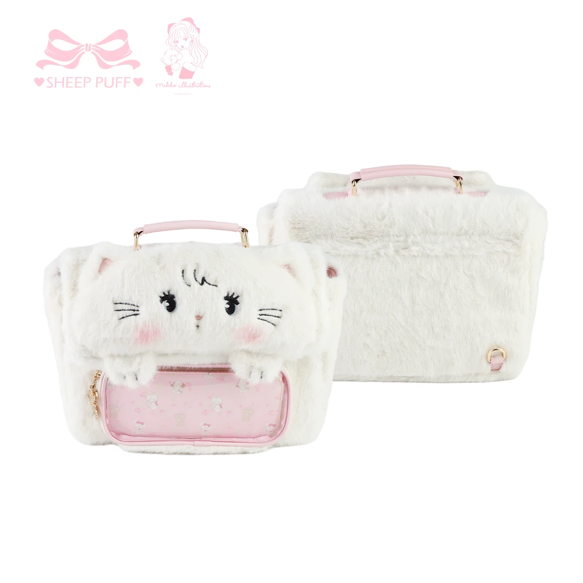 Original Japanese and Korean Sweet Fashion Plush Shoulder Bag New Girl's Sweet Kawaii Rabbit Ear Large Capacity Casual Backpack