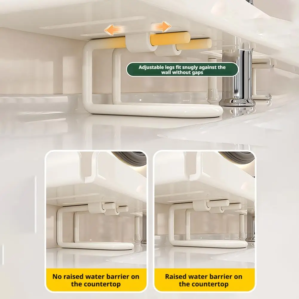 Faltbares Eckregal für Badezimmer, Wasserableitung, einfaches Regal für Armaturen, universeller Organizer ohne Bohren, Waschtisch-Aufbewahrung – Detail 18