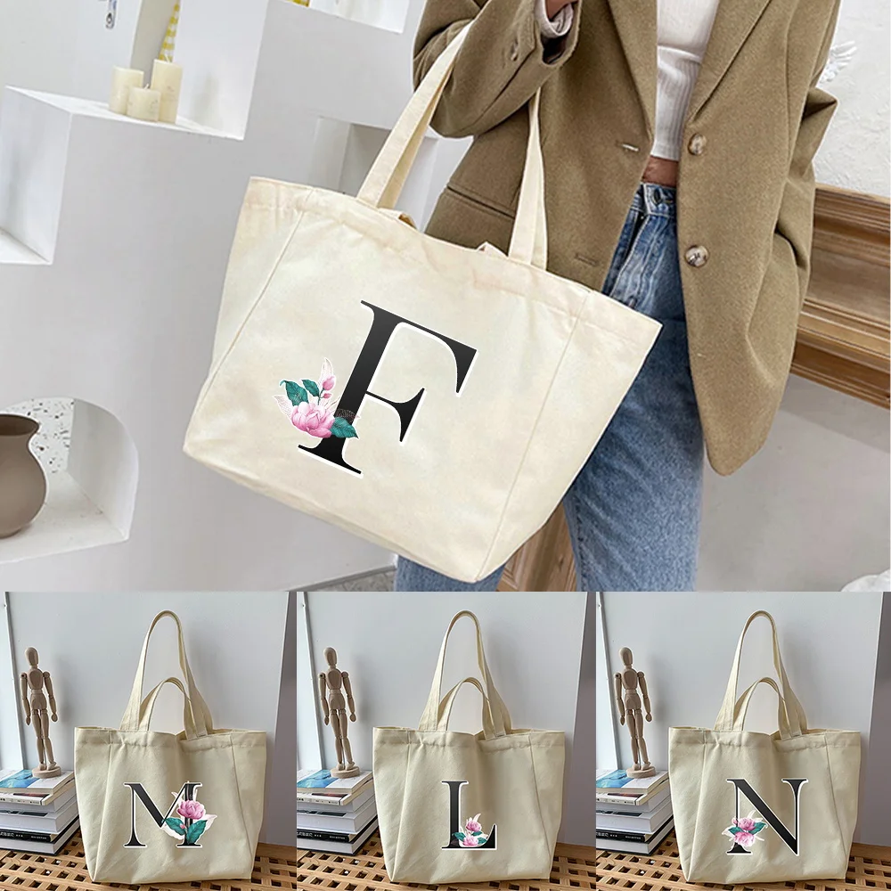 

Shopping Bag Shoulder Bag Whitemarble Series Harajuku Style Canvas Shopper Bags Capacity Women Bags Shoulder Handbag Teacher Bag