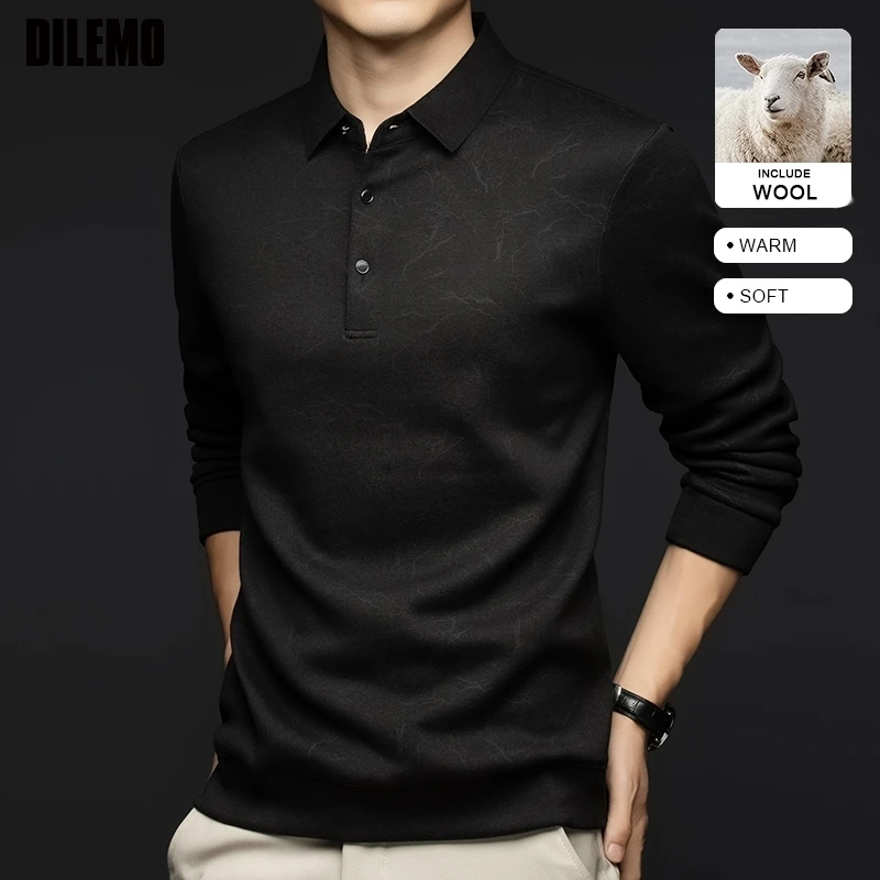 

Top Grade Wool+Mulberry Silk Turndown Collar Casual New Brand Pullover Hoodies Fashion Street Velvet Sweatshirts Men's Clothing