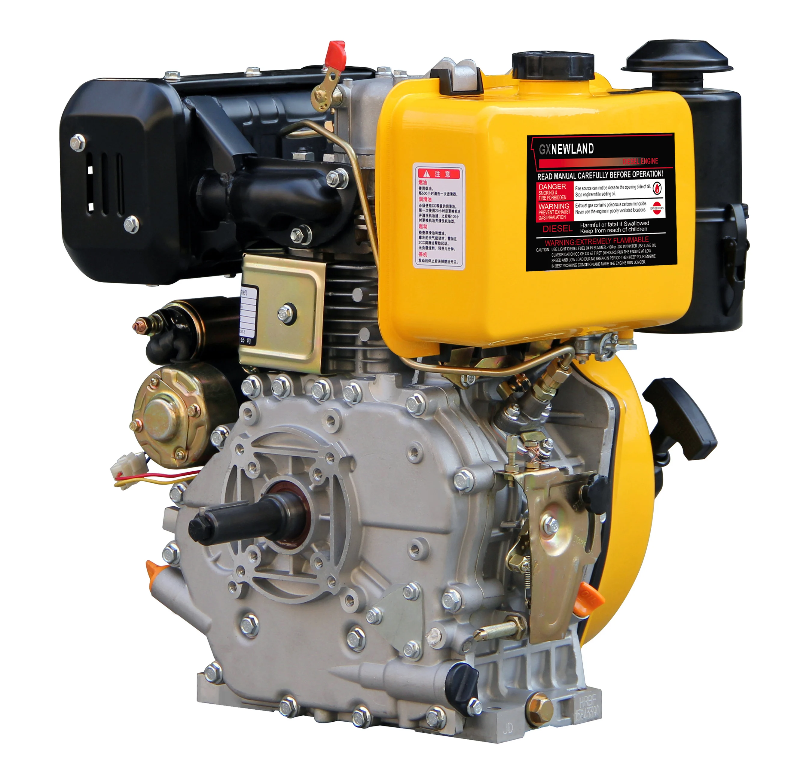 186F Electric Start Air Cooled 4-Stroke Single Cylinder Diesel Engine 7kw For Sale