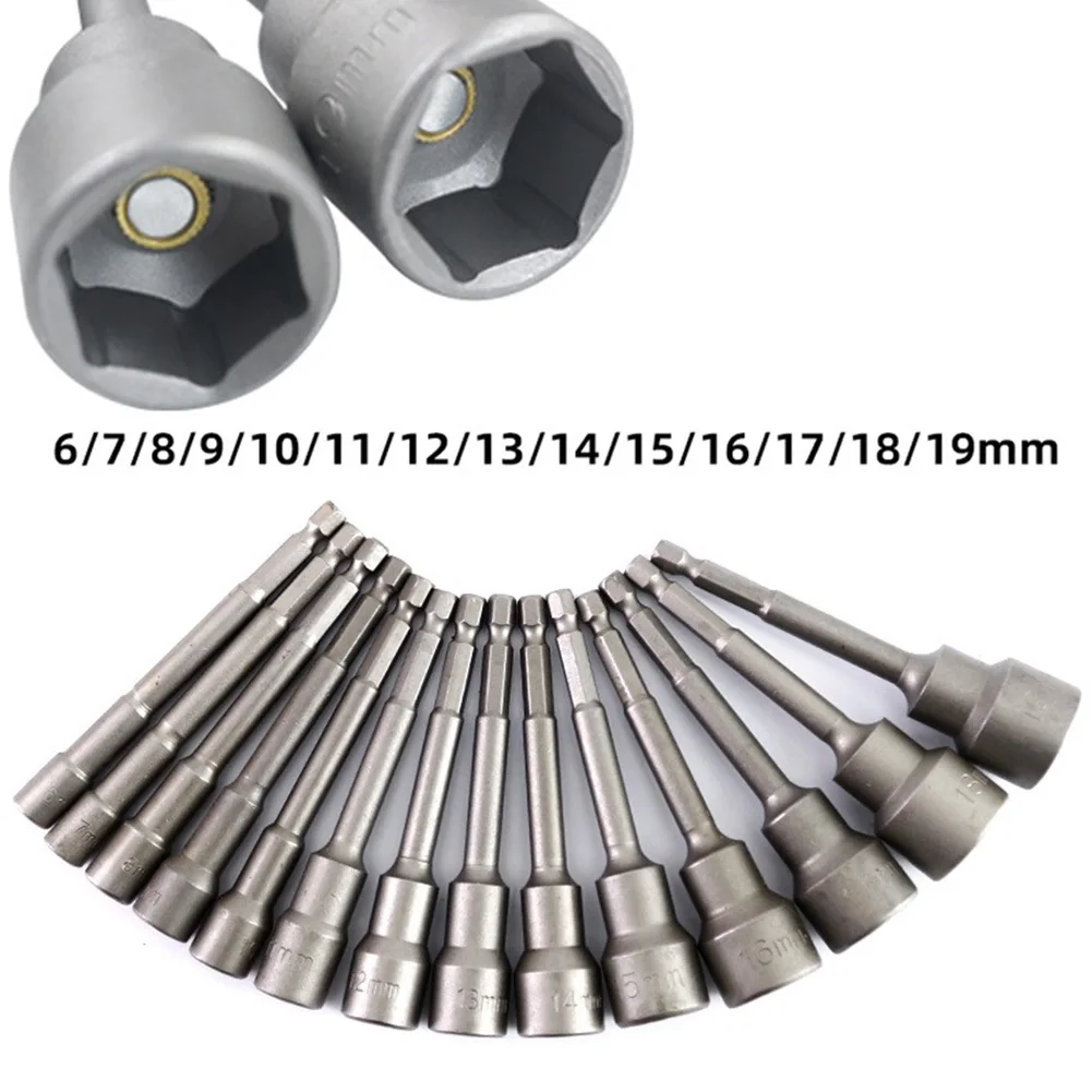 

1pc 6mm-19mm Hexagon Nut Driver Drill Bit Socket Wrench 100mm Long Extension Sleeve For Motorcycle,Car,Machinery For Home DIY