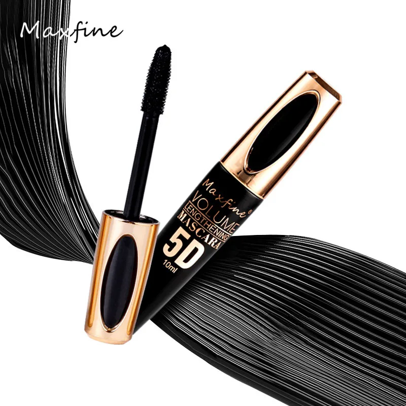 5D Mascara Waterproof Sweatproof Non Smudging Creates Dense Long Lashes With Silicone Brush Head For Base Laying