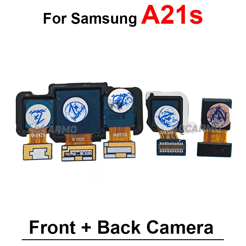 Front Camera For Samsung Galaxy A21S SM- A217 Rear Macro + Wide And Back Main Camera Flex Cable Replacement Parts