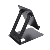 1 set 1 Set Folding Portable Phone Holder Black Adjustable Desktop Stand For Smartphone Tablet Pc Laptop Durable Alloy Material