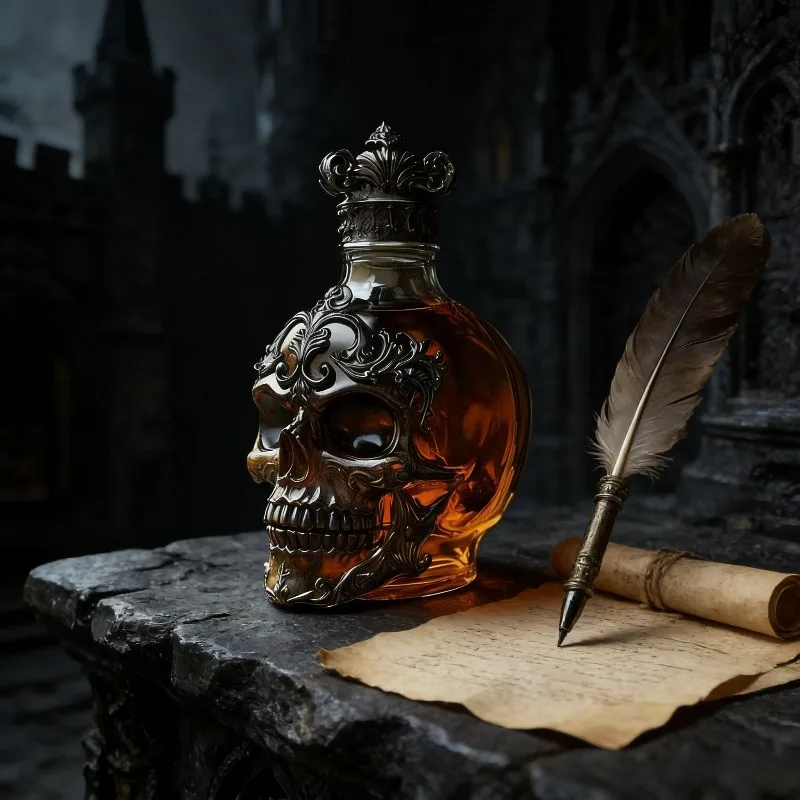Whiskey-Flasche Totenkopf-Dekor Alkoholspender Skelett Whiskey-Weinflasche Skulptur für Bourbon Wodka Brandy Hochzeit Party