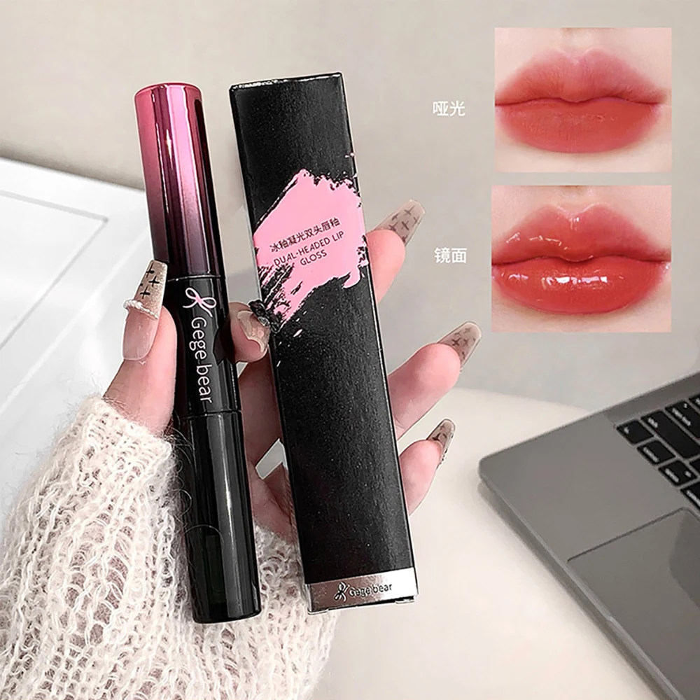 

6 colors Matte Lipstick Double headed lip gloss Waterproof Moisturizing Makeup Cosmetics Lip Balm Nude Lipstick Korean cosmetic
