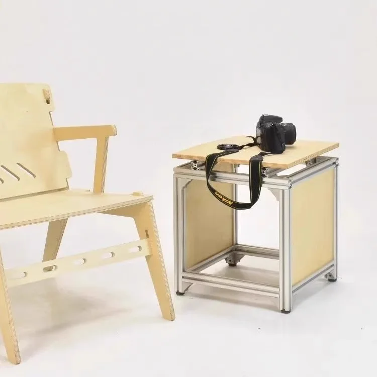 Modern simple aluminum profile sofa side storage small tea table multi-functional low stool shoe changing stool