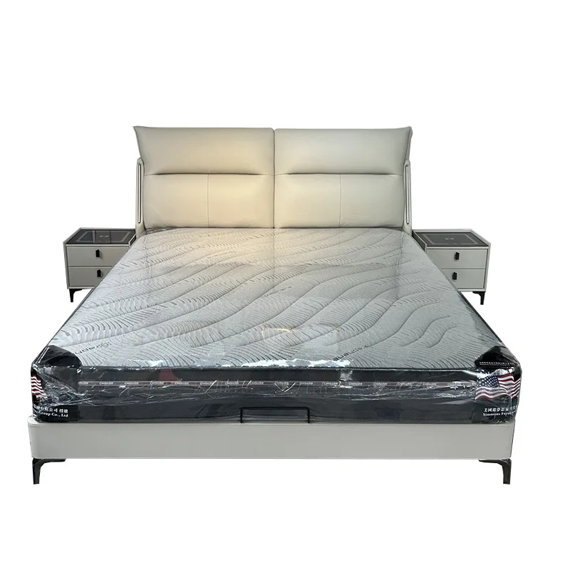 

Leather double Italian light luxury minimalist soft bed modern master bedroom software