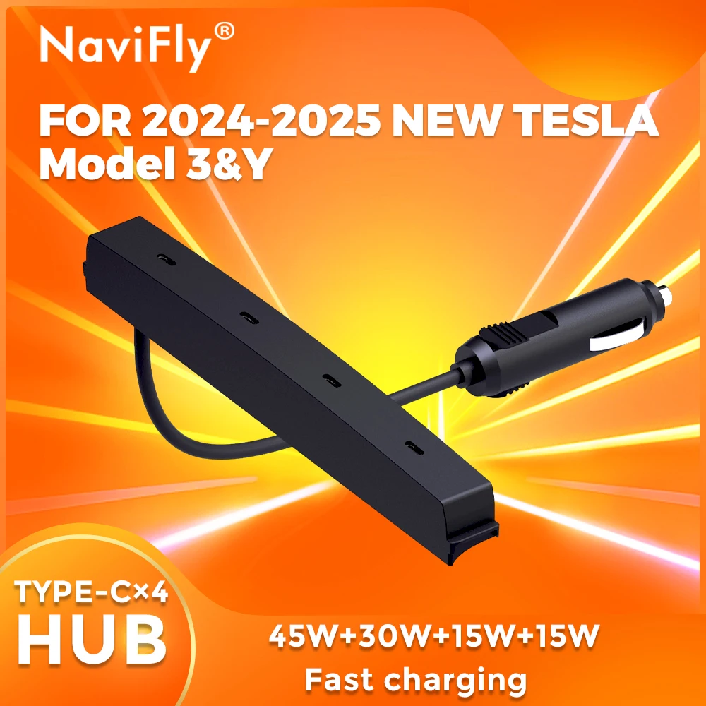 

NaviFly для новой модели Tesla 3 и Y 2024-2025, док-станция расширения, центральное управление, шунт быстрой зарядки, концентратор Type-C, автомобильные аксессуары
