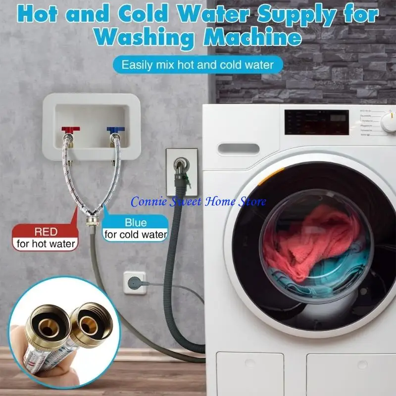 LXAF Y Water Divider Hose1ft Length Line Connector Y Split Hot and Cold Hose Stainless Steel 3/4inch Fittings for Water