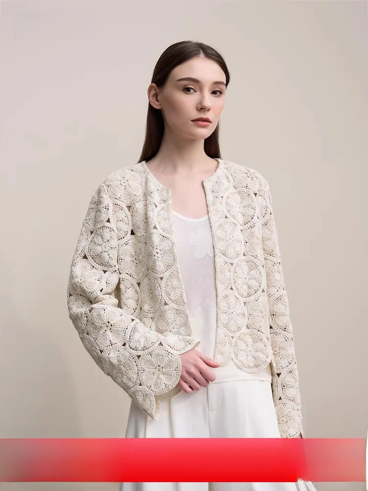 

Романтический Vaion Sle круглый Ne с вырезами на крючках и цветочным принтом, хлопковый джем, женский свободный джинс, весеннее новое поступление